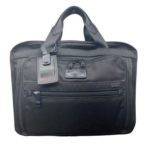 Tumi Alpha 3 Black Nylon Handles & Shoulder Strap T-Pass Laptop Briefcase Sz L - Picture 1 of 16